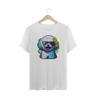 Camiseta Plus Size Bichon Frisé de Óculos de Sol