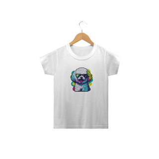 Nome do produtoCamiseta Infantil Bichon Frisé de Óculos de Sol