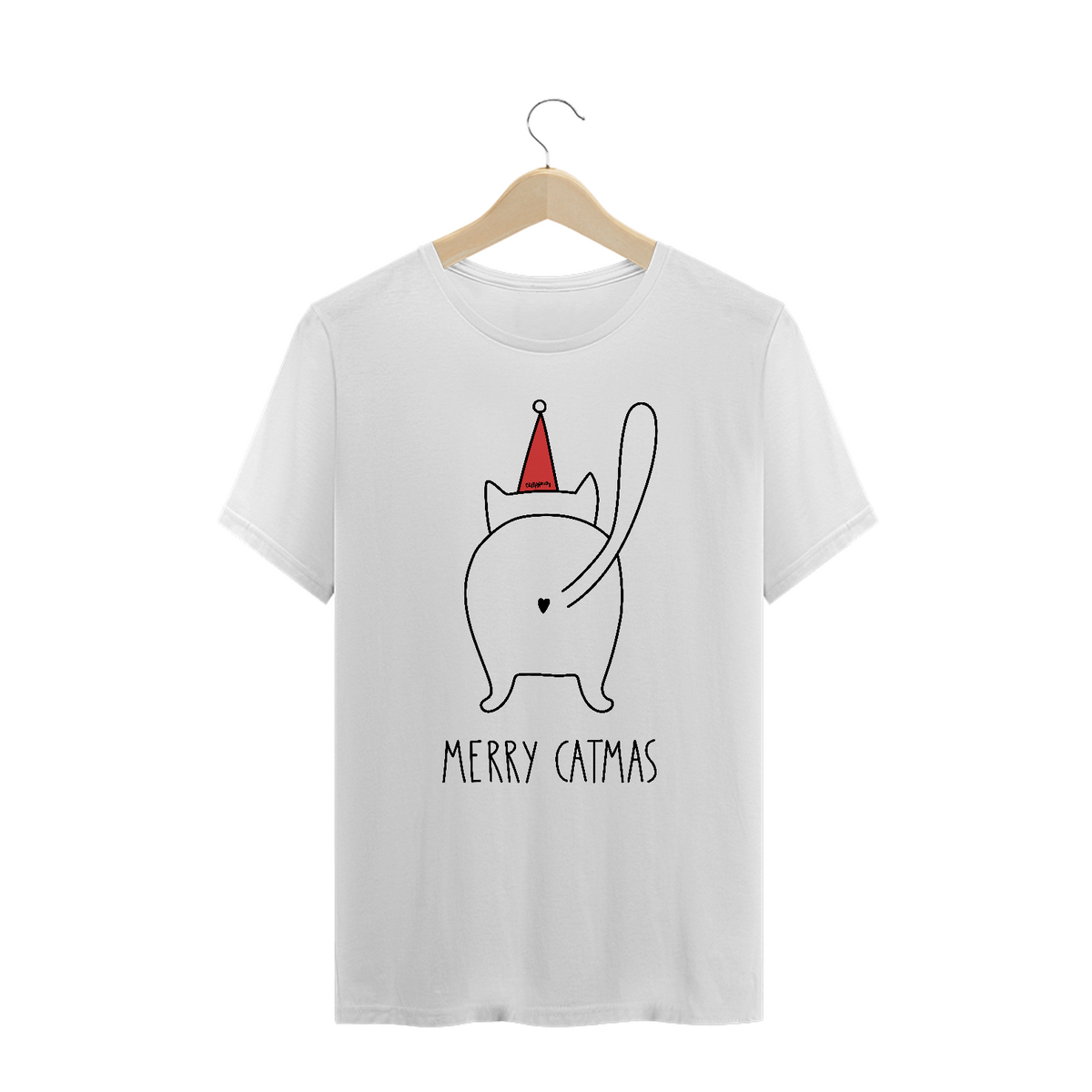 Nome do produto: Camiseta Plus Size Gato Natal - Merry Catmas