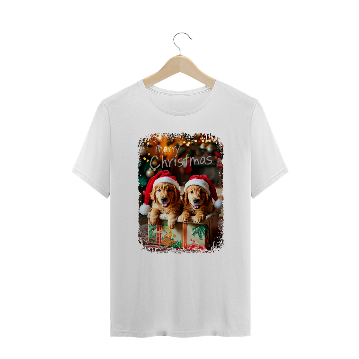 Nome do produto: Camiseta Plus Size Golden Presente de Natal