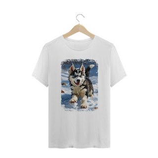 Nome do produtoCamiseta Plus Size Husky Siberiano Correndo na Neve