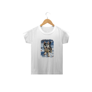 Nome do produtoCamiseta Infantil Husky Siberiano Correndo na Neve