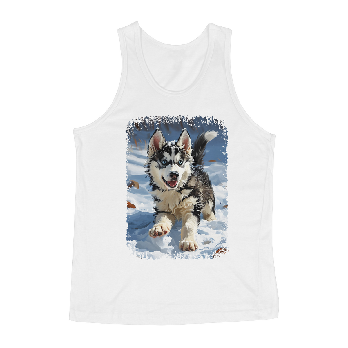 Nome do produto: Regata Husky Siberiano Correndo na Neve