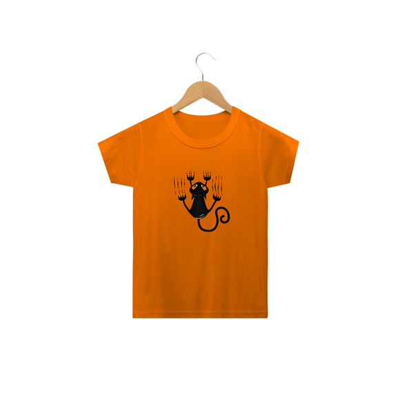 Camiseta Infantil Gato Preto Arranhando