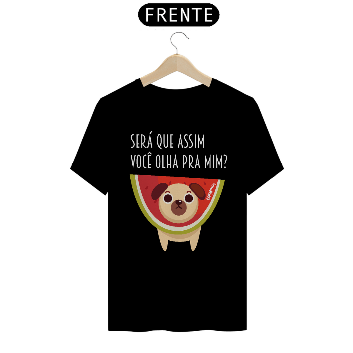 Nome do produto: Camiseta Cachorro Melancia - Será Que Assim Você Olha Pra Mim?