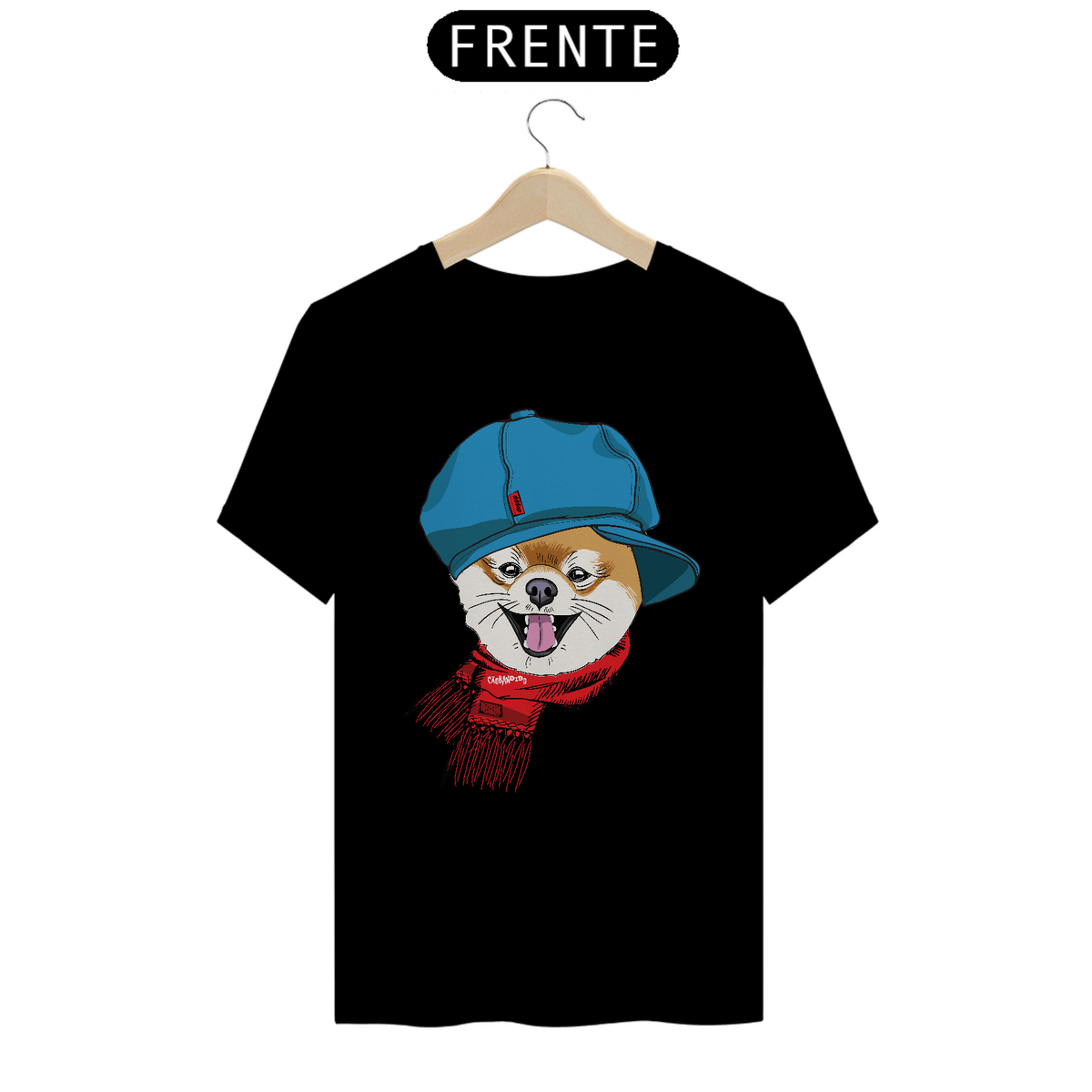 Nome do produto: Camiseta Spitz Alemão de Boina e Cachecol