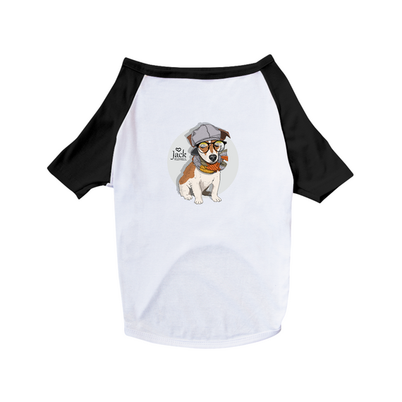 Camiseta para Cachorro - Jack Russell de Óculos e Cachecol