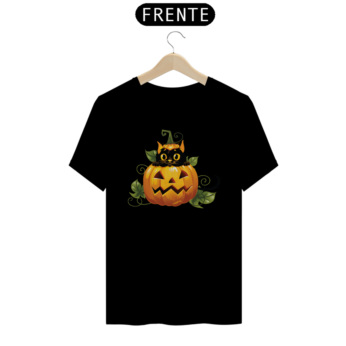 Nome do produto: Camiseta Gato Preto Halloween