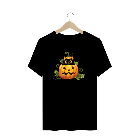 Camiseta Plus Size Gato Preto Halloween