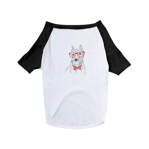 Camiseta para Cachorro - Schnauzer de Óculos e Gravatinha