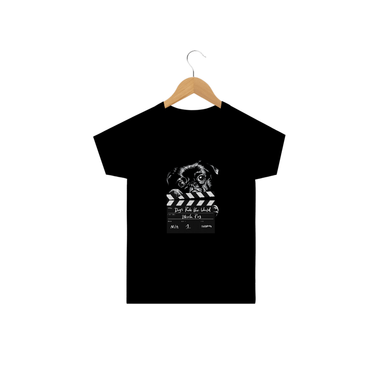 Nome do produto: Camiseta Infantil Black Pug - Dogs Rule The World