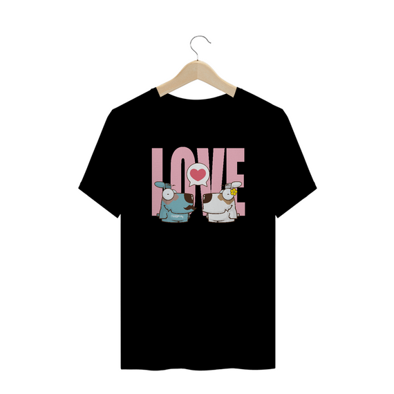 Camiseta Plus Size Cachorro Casal Love