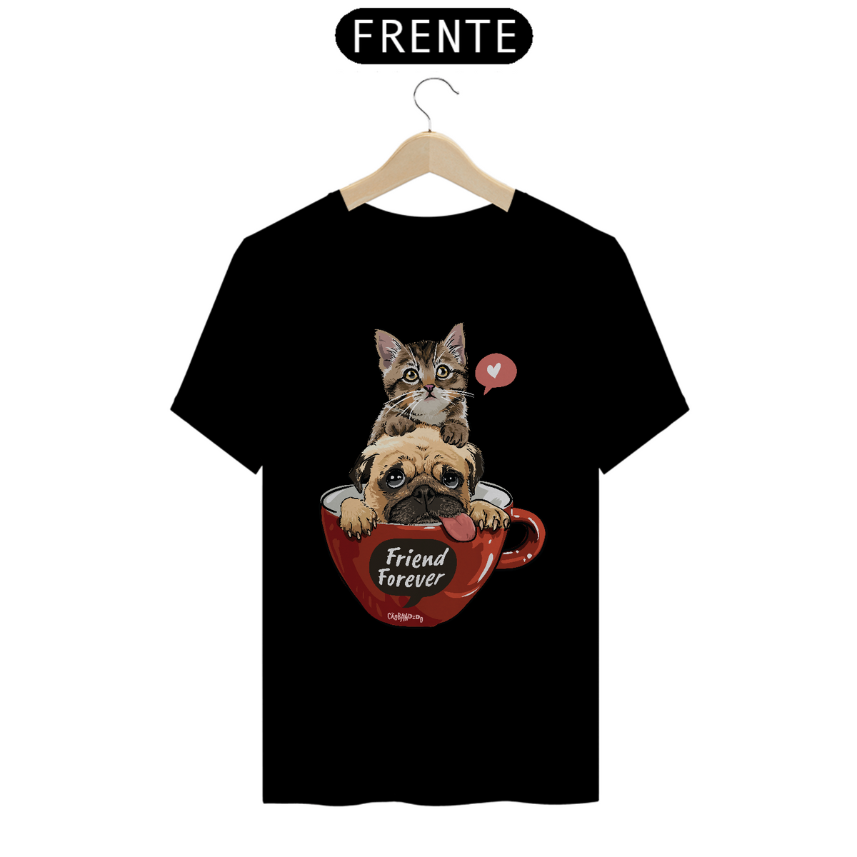 Nome do produto: Camiseta Gato e Cachorro - Friend Forever