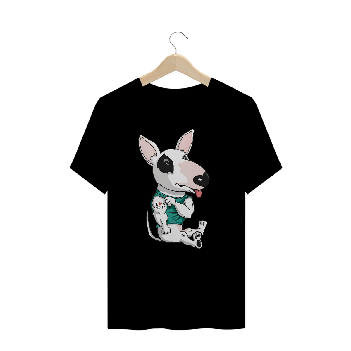 Nome do produto: Camiseta Plus Size Bull Terrier I Love Mom