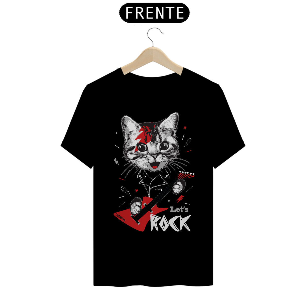 Nome do produto: Camiseta Gato Let\'s Rock