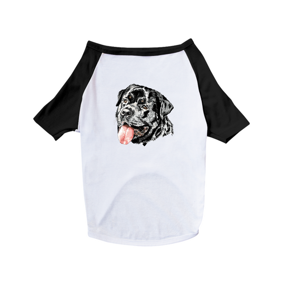 Camiseta para Cachorro - Rottweiler Cara Preta Pintura Digital