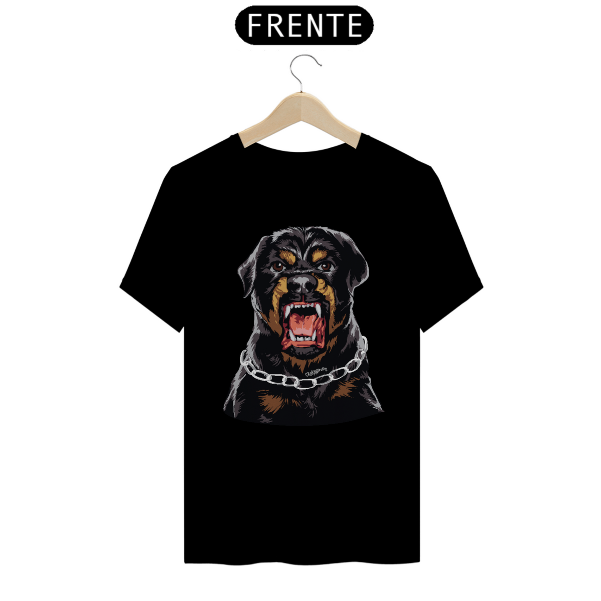 Nome do produto: Camiseta Rottweiler com Cara de Bravo