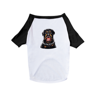 Camiseta para Cachorro - Rottweiler com Cara de Bravo