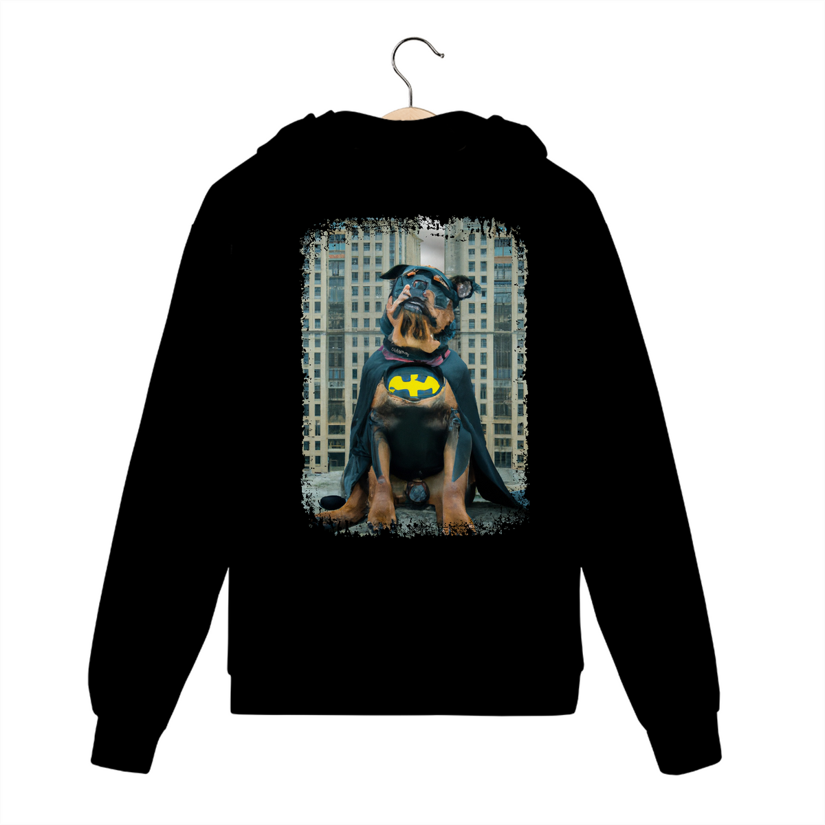 Nome do produto: Moletom com Zíper e Capuz - Rottweiler Batman