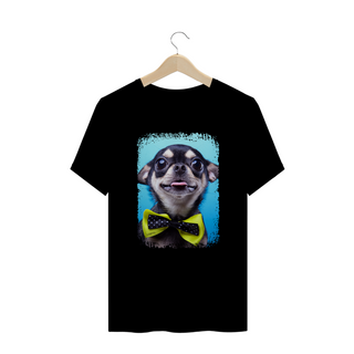 Nome do produtoCamiseta Plus Size Chihuahua Preto de Gravatinha