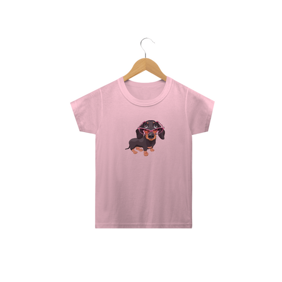 Camiseta Infantil Dachshund de Óculos