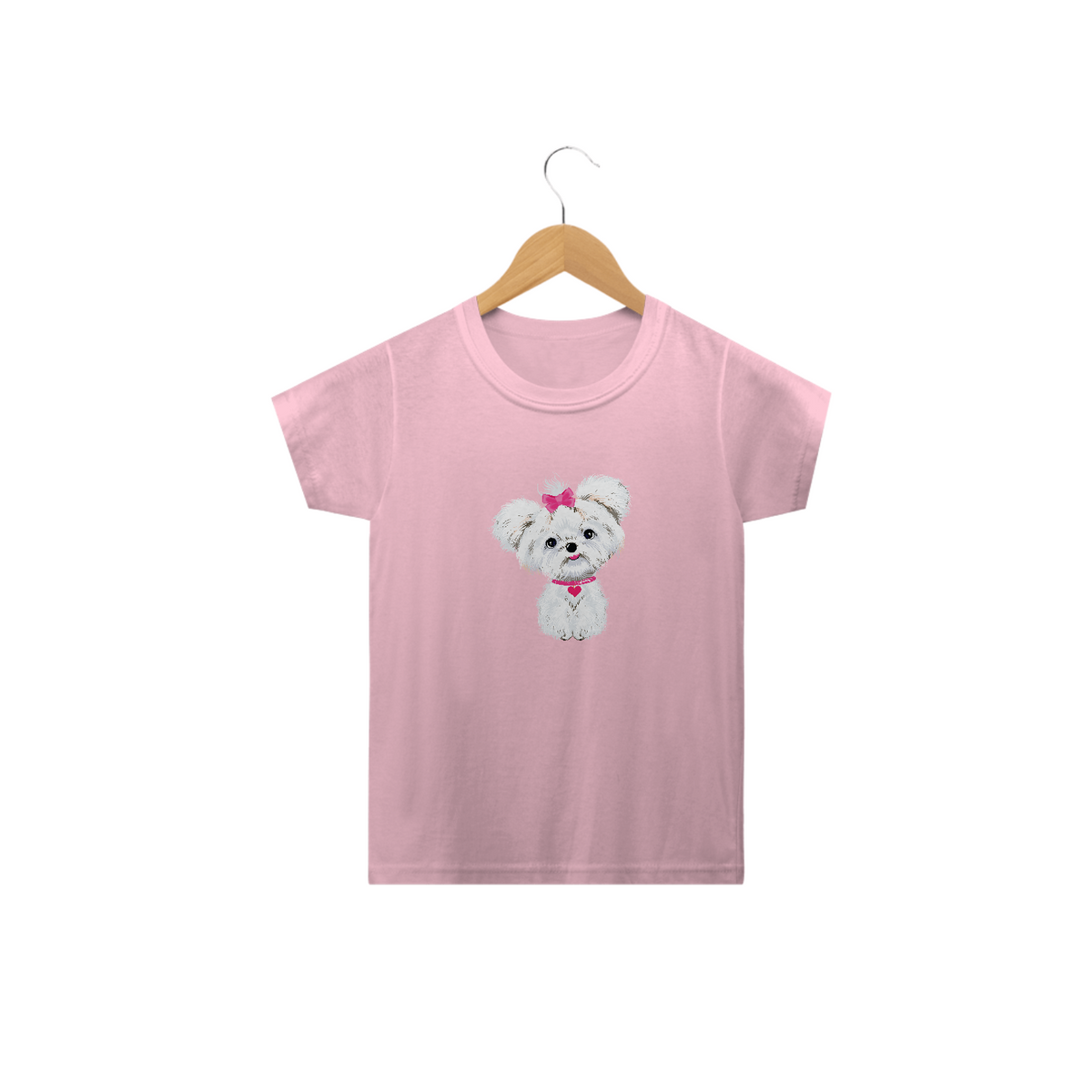 Nome do produto: Camiseta Infantil Maltês de Lacinho