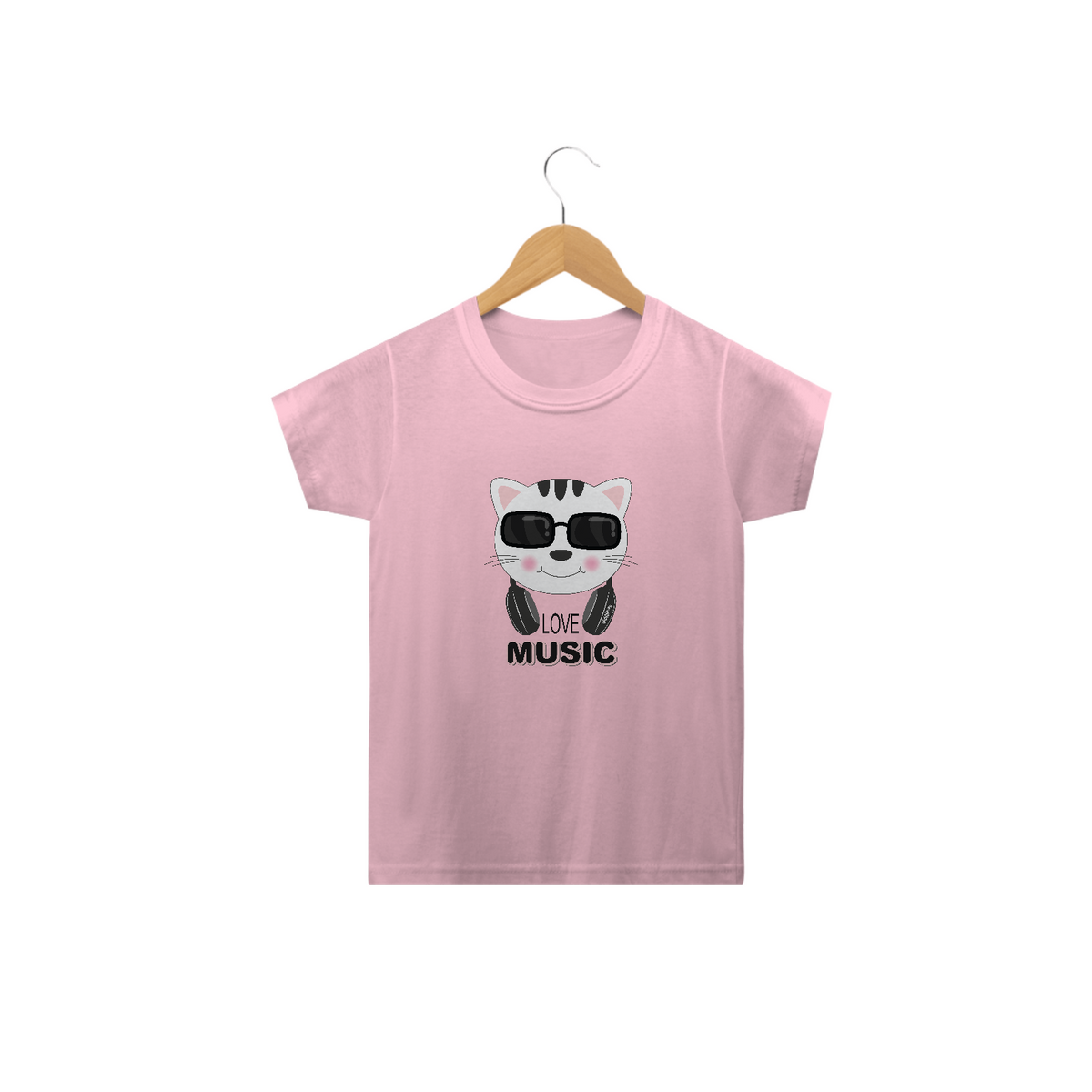 Nome do produto: Camiseta Infantil Gato Love Music