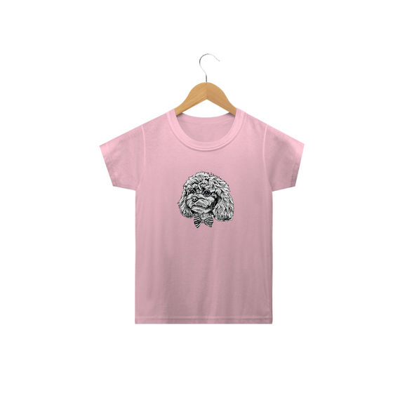 Camiseta Infantil Poodle de Gravatinha Borboleta