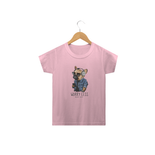 Camiseta Infantil Cachorro Worry Less - Music More