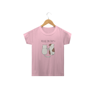 Camiseta Infantil Cachorro e Gato - Peace on Earth