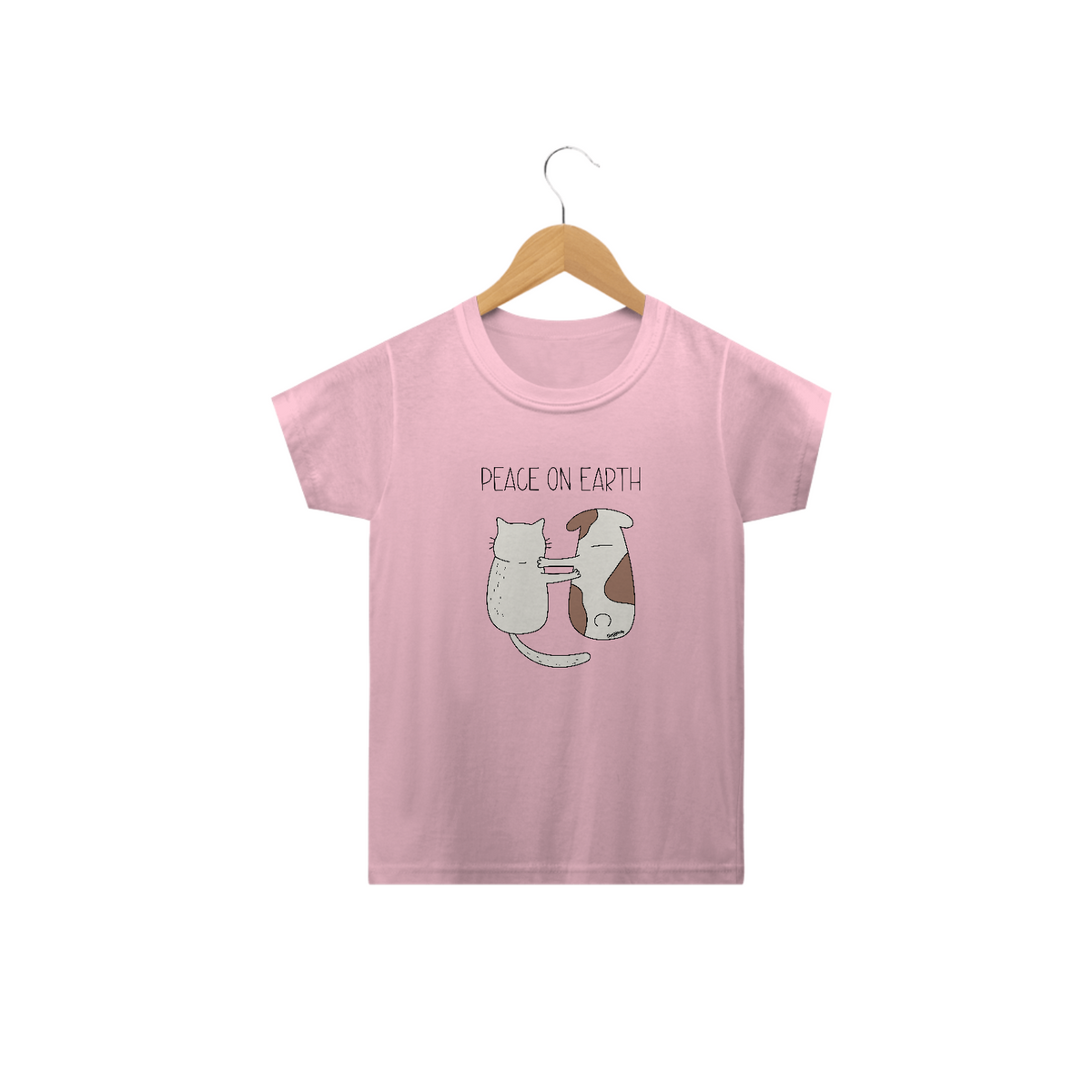 Nome do produto: Camiseta Infantil Cachorro e Gato - Peace on Earth