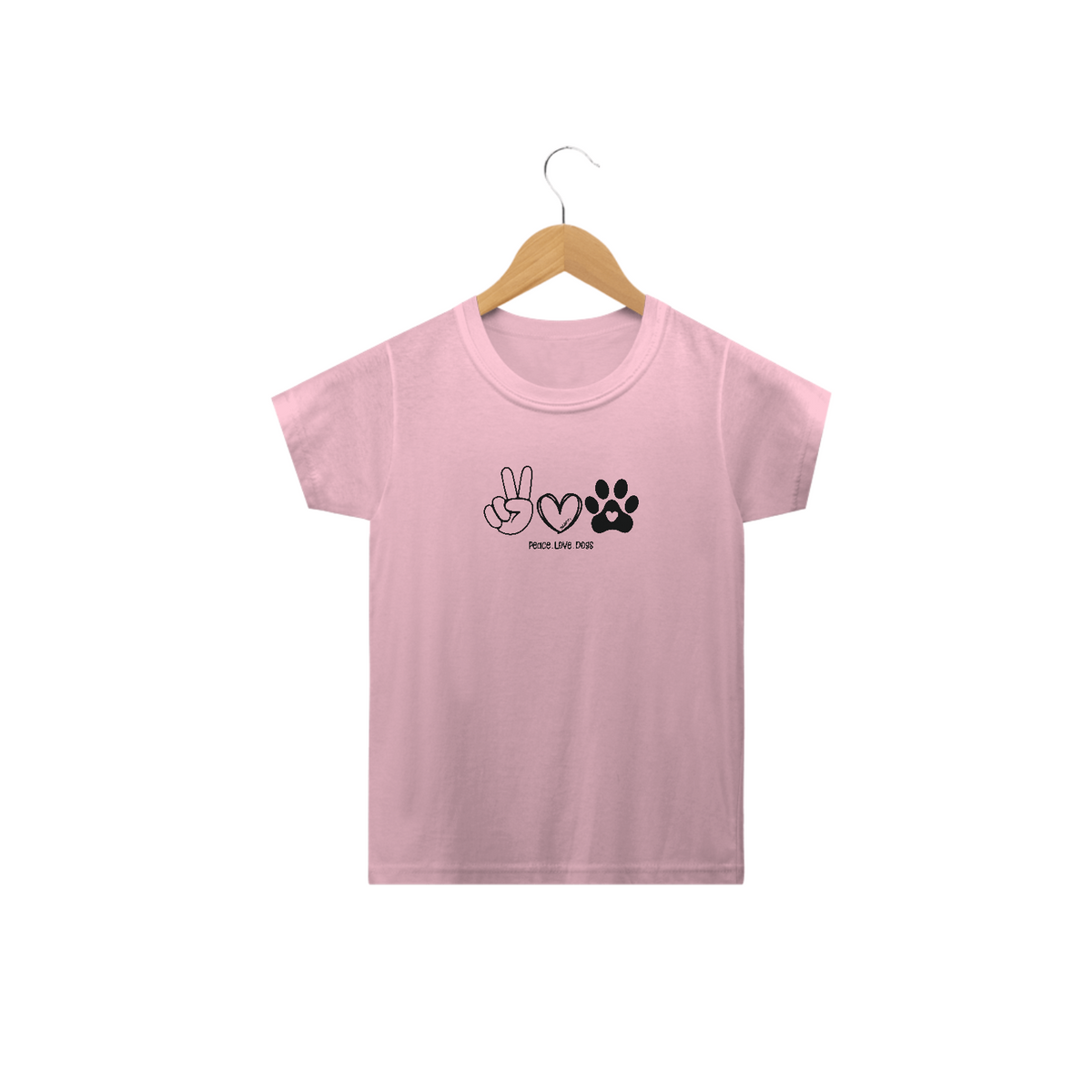 Nome do produto: Camiseta Infantil Peace, love, dogs