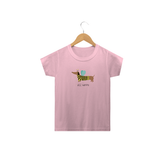 Camiseta Infantil Dachshund Bee Happy