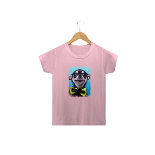 Nome do produtoCamiseta Infantil Chihuahua Preto de Gravatinha