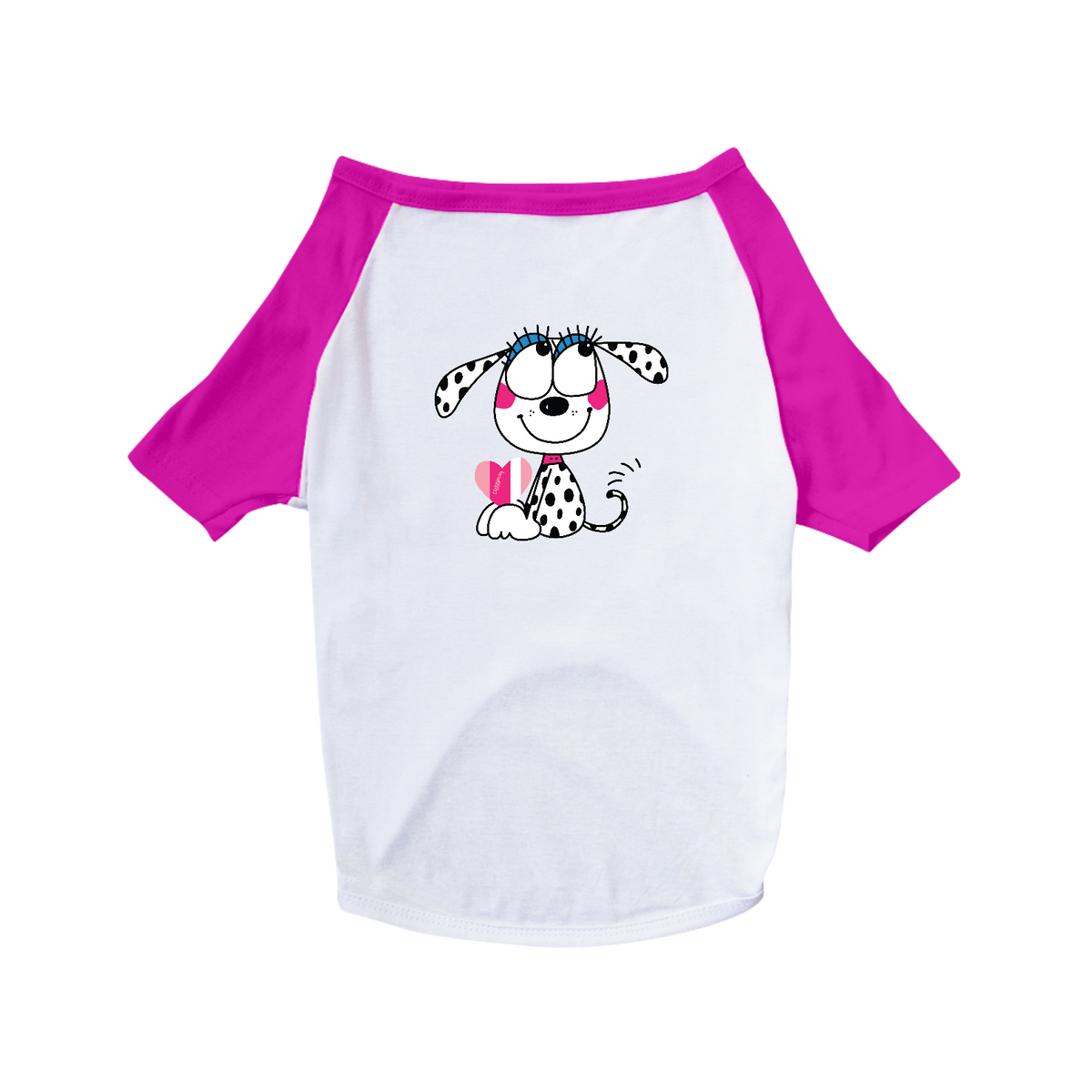 Nome do produto: Camiseta para Cachorro - Dálmata Filhote Segurando um Coração