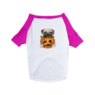 Nome do produtoCamiseta para Cachorro - Pug Comendo uma Abóbora