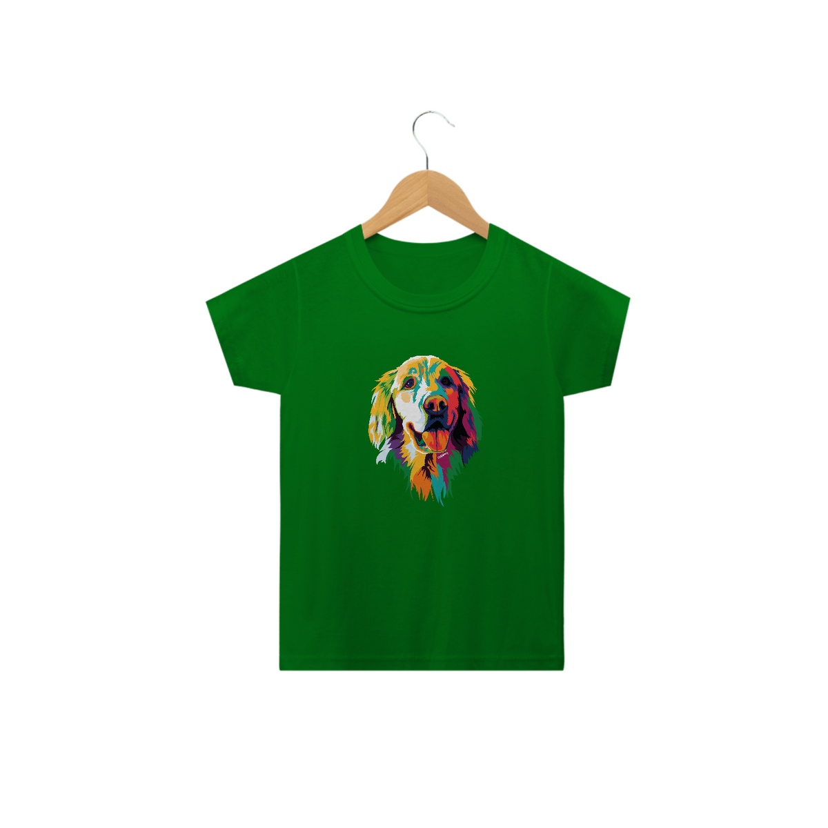 Nome do produto: Camiseta Infantil Golden Retriever Ilustração Cores