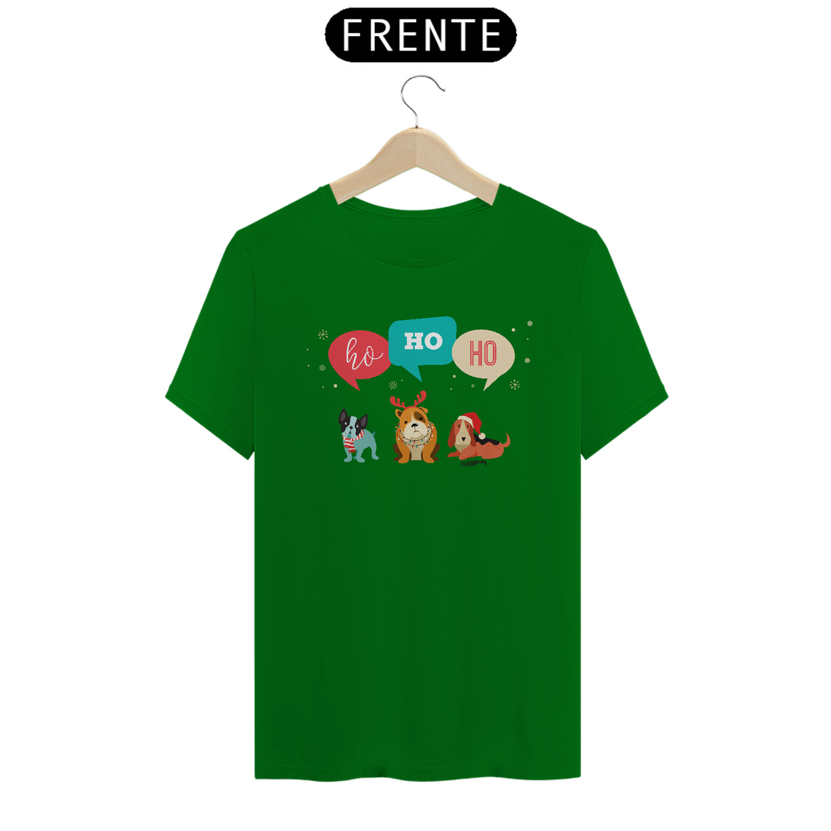 Nome do produto: Camiseta Cachorro Natal Ho Ho Ho