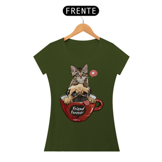 Nome do produtoBaby Look Gato e Cachorro - Friend Forever