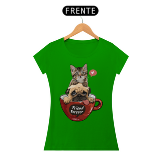 Nome do produtoBaby Look Gato e Cachorro - Friend Forever