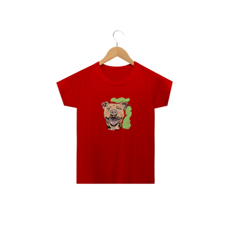 Camiseta Infantil Pitbull Pintura Digital