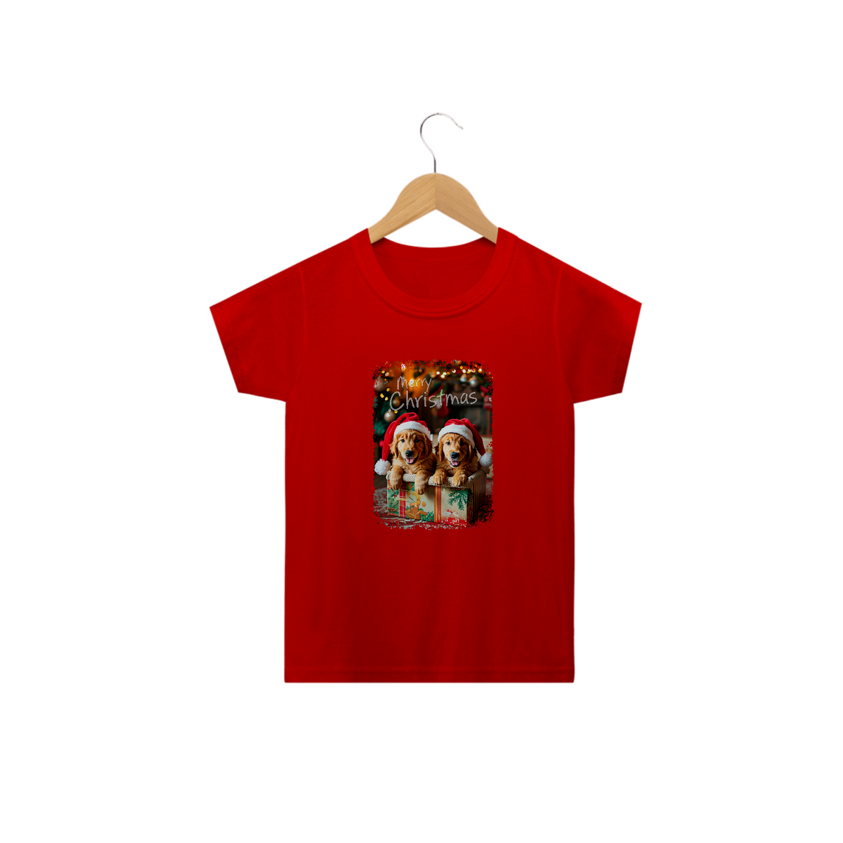 Nome do produto: Camiseta Infantil Golden Presente de Natal