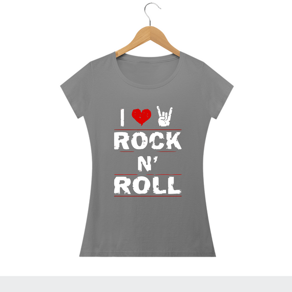 I LOVE ROCK N ROLL - Camiseta Personalizada com Estampa Frases