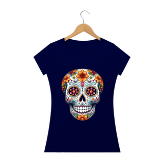 Nome do produtoCamiseta Personalizada Feminina Estampa CAVEIRA MEXICANA Flores