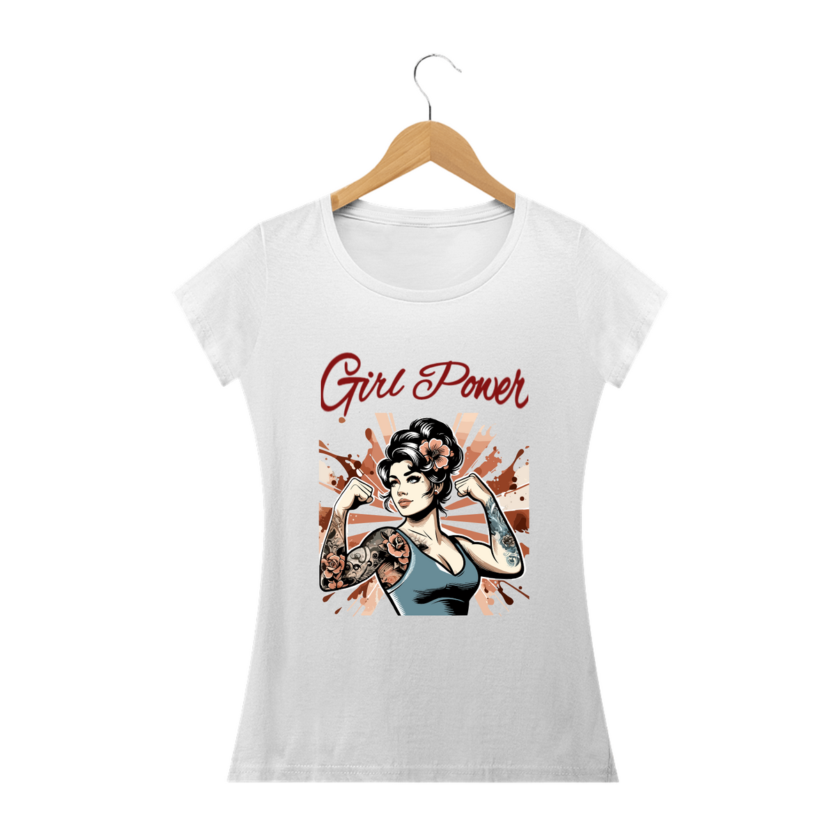 Nome do produto: Camiseta Personalizada Feminina  Estampa  Estampa GIRL POWER 50s