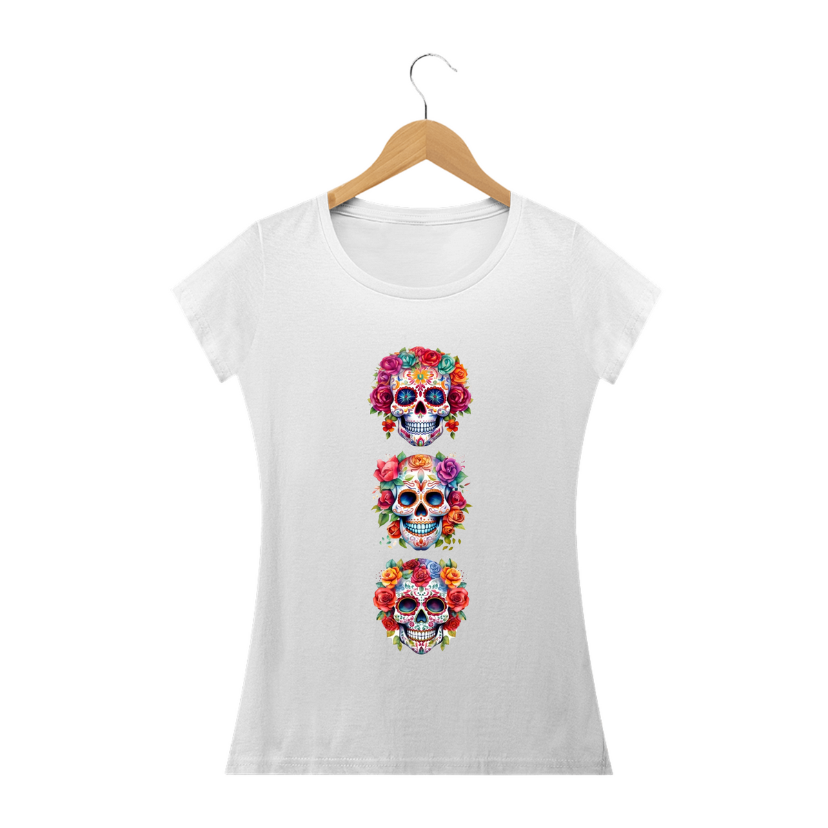 Nome do produto: Camiseta Personalizada Feminina Estampa CAVEIRAS MEXICANAS 3V