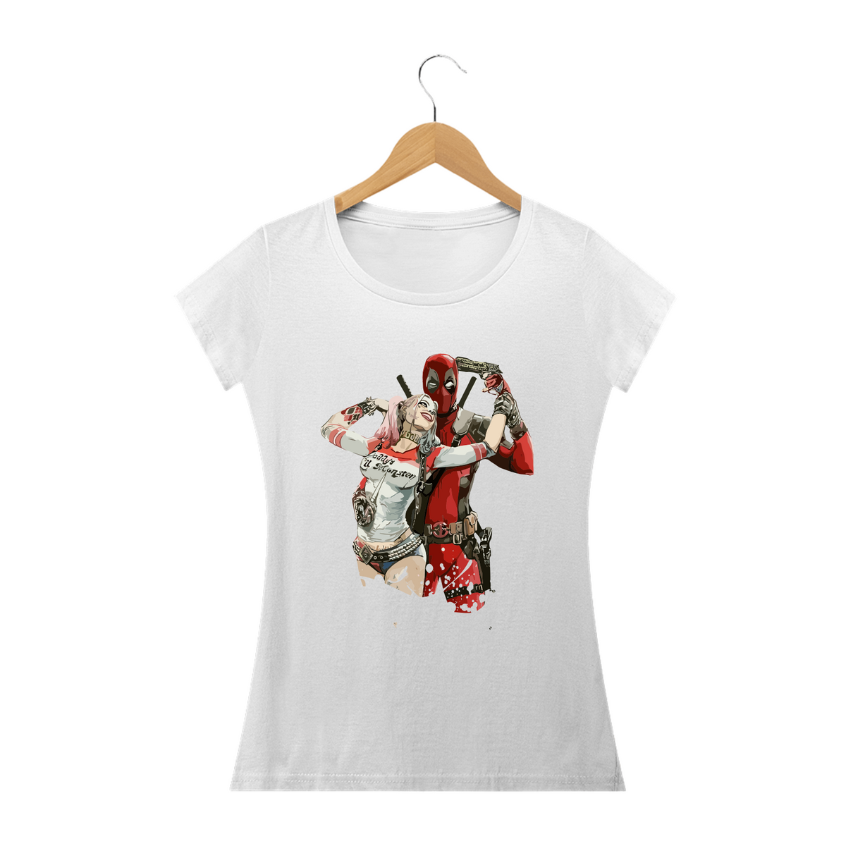Nome do produto: ARLEQUINA & BOYFRIEND - Camiseta Feminina Personalizada com Estampa Geek