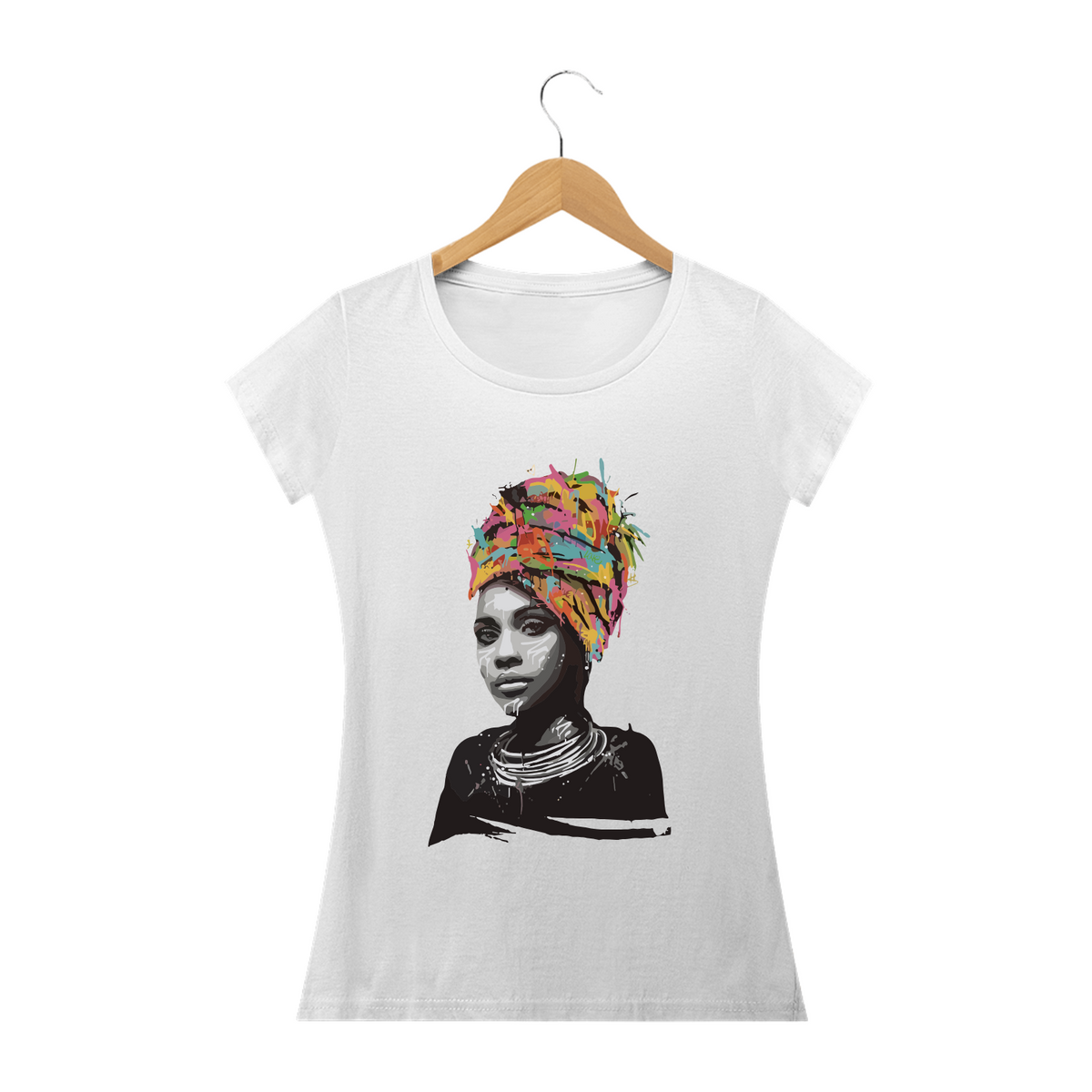 Nome do produto: MULHER AFRICANA - Camiseta Personalizada com Estampa Pop Art