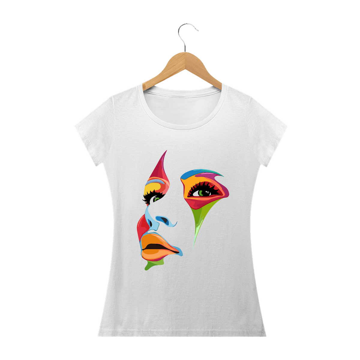 Nome do produto: WOMAN FACE - Camiseta Feminina Personalizada com Estampa Pop Art