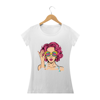 Nome do produtoWOMAN IN GLASSES - Camiseta Personalizada com Estampa Pop Art